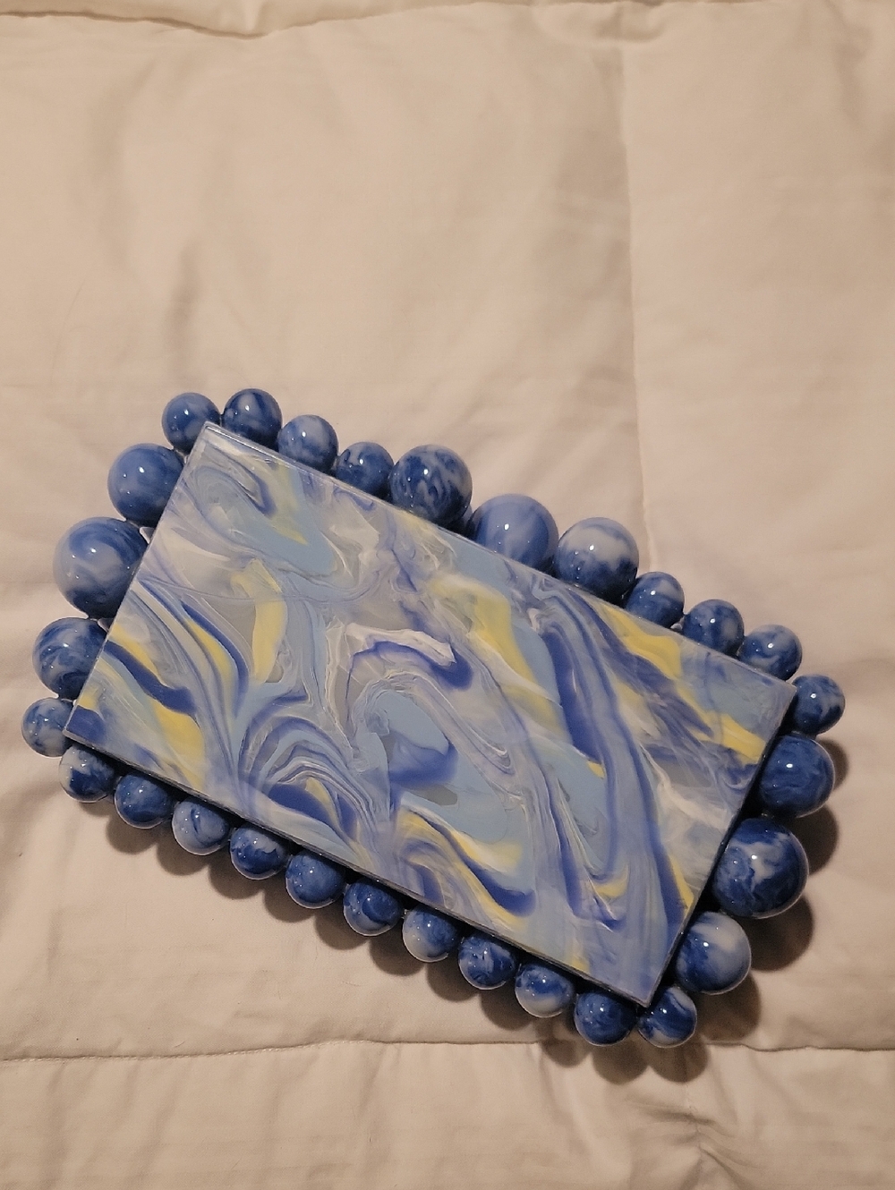 Marbled Blue and Yellow Decorative Clutch Purse